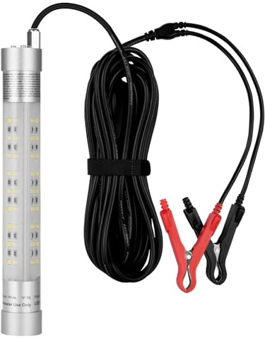 Lampada da pesca subacquea super luminosa da 30W 3500 lumen (bianco) | Luce attirare pesci attrattore per esca con sommergibile notturna impermeabile IP68 per barca kayak molo calamari