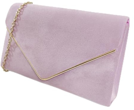 Fi9® - Bolso de mano de ante ideal para bodas, veladas y fiestas, Lila., M