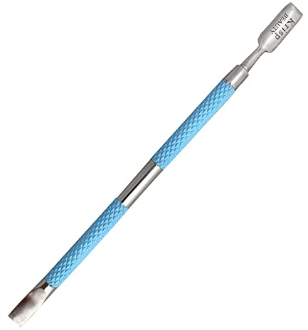 Cuticle Pusher Tool - Dual Sided Sharp Edge Spoon Shaped Double Ended Cuticle Pusher Remover Cuticle Cleaner Stainless Steel Manicure Pedicure Nail Art Care Tools Set 1 Pc By Krisp Beauty (Blue)