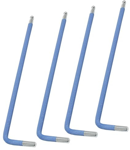 Zorveiio Juego de llaves Allen de extremo de bola de 3 mm, juego de llaves Allen métricas de ángulo de 25°, llave Allen hexagonal azul, paquete de 4, llave en L de extremo de bola para bicicleta,