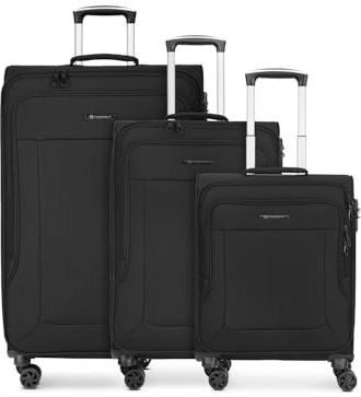 Franky Koffer-Set 3-teilig für Damen und Herren | Reise-Trolleys 48 x 31 x 79 cm aus hochwertigem, flexiblem Polyester Material | Doppelrolle & Teleskopgriff | Melbourne 3.0 Serie