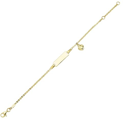 JC Schmuck 585 Gold Baby ID-Armband Kinder Goldarmband mit Herz 16 cm I Anker Armband mit Gravur Taufarmband Gold Namensarmband I Babyarmband mit Namen I Kinderschmuck made in Germany I 8487
