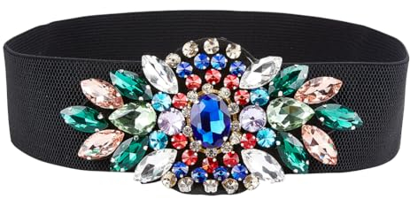 AHANDMAKER Strass-Stretchgürtel, Polyester, Elastischer Gürtel, Kristallblume, Elastische Gürtel, Strass-Blumen-Taillengürtel Für Kleid, Taille, Schmuck, Accessoires Für Mädchen
