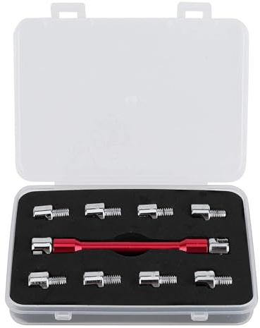 Cerlingwee Motorrad-Speichenschlüssel-Set, Kaliber 5,0 Bis 6,8 Mm, Dirtbike-CNC-Schraubenschlüssel-Set mit Aufbewahrungsbox, Länge 9,4 Cm, Motorrad-Speicheneinsteller, Reifendrahtschlüssel