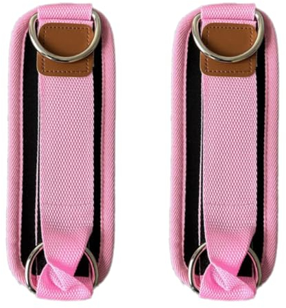 Wambere 2 Stück Fußschlaufen Kabelzug mit D Ringen Knöchelriemen Beinschlaufen Bein Manschetten Fußschlaufen Gym utensilien für Fitness Training Kabelzug Ankle Straps Fußfesseln für Damen Herren,Rosa