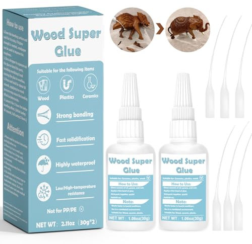 WAN2TLK 60 g Holzleim Extra Stark, Transparent und Schnell Trocknender Holzkleber, Sekundenkleber Holz für alle Holzarten, Holzmöbel, DIY Holzhandwerk, Wood Glue