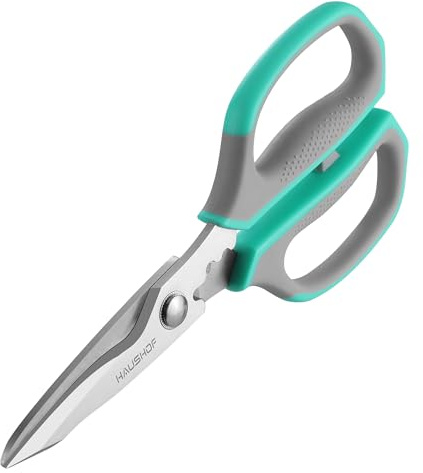 HAUSHOF Kitchen Scissors for Food, Heavy Duty Kitchen Shears, Sharp Stainless Steel Shears with Soft Grip, U-Groove Design, 8-1/4 Food Scissors for Meat, Vegetables, Fine Bones