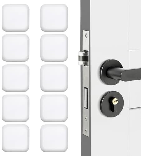 10 Pezzi Fermaporta Paraurti da Parete, 40mm×40mm Fermaporta Maniglia a Muro Parete Bianco, Pomello Della Porta Autoadesivo in Silicone, Protegge le Pareti Dagli Urti di Maniglie Delle Porte