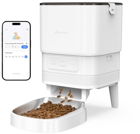 4L Distributore Automatico Cibo Gatti, Dispenser Crocchette Gatto per Gatti, Registratore Vocale 10s, 1 a 10 Pasti (Bianco, 4L-2.4G)