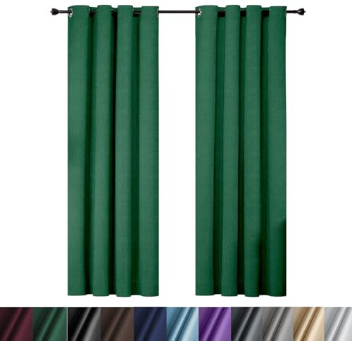 WUXXIANG Gardinen Blickdichte Vorhänge 160 x 240 cm Elegant Glatt Einfarbig Flauschig, Vorhang Blickdicht Schlafzimmer Dekoration, mit Raffhalter für Küche Fensterdekoration, Grün
