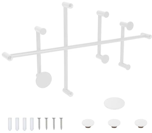 XLSBZ Ganci appendiabiti da parete Guardaroba da parete moderno in metallo Ganci appendiabiti con 10 ganci, Barra appendiabiti Ganci da parete per giacche, sciarpe (Bianco)
