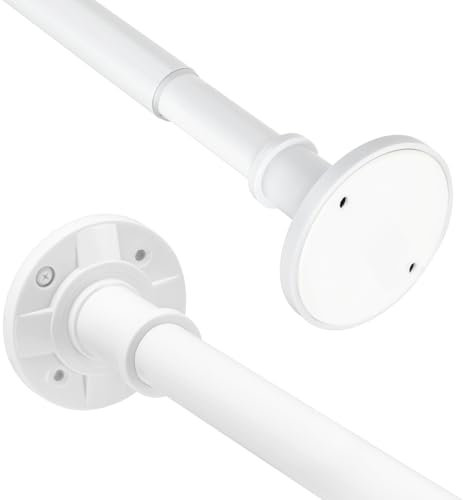 PadPure Barra de cortina sin taladrar, 75-228,5 cm, barra de ducha extensible, sin agujeros, barra telescópica, barra tensora para balcón, vitrina, cuarto de baño, color blanco