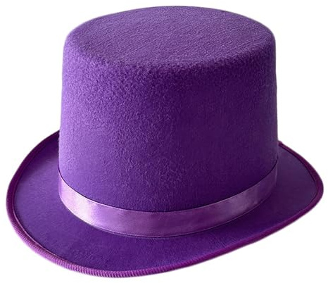 Maxtonser Hut mit Rollkrempe, hoher Zylinder für Erwachsene, Bowler-Hut, Zaubererhut, Halloween, Party, Cosplay, Kostüm, Bühnenshow, Kopfbedeckung, Lila, Größe M