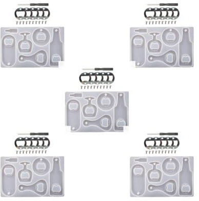 Set di 5 cavatappi fai da te in resina epossidica in silicone per birra, set di chiavi per birra, 24 x 15 x 1 cm