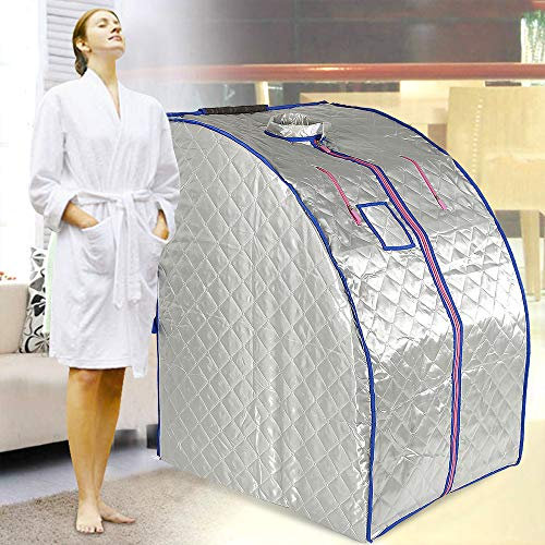 Sauna Pliable,Sauna infrarouge portable,Sauna pliable cabin,4 panneaux chauffants infrarouges,Isolation épaissie,Profitez du sauna à tout moment et en tout lieu,Sécurité，L80cm x W70cm x H98cm (Argent)