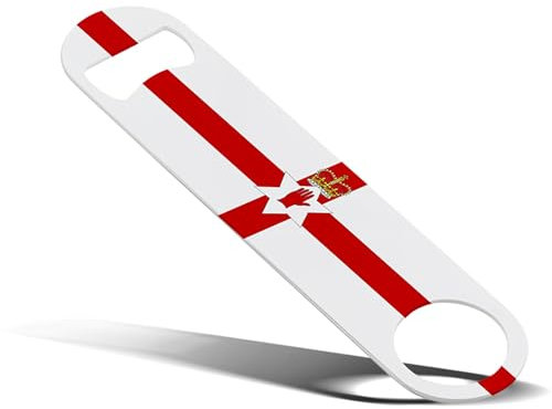 Abrebotellas con hoja de barra, diseño de bandera de país, compacto, resistente, de metal duradero para el hogar o el pub, regalo ideal para fanáticos del deporte y celebraciones (Irlanda del Norte)