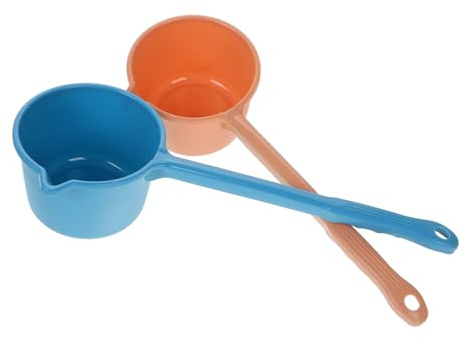 FRCOLOR 2pezzi Mestolo per Acqua Manico Plastica Paletta per Bucato e Doccia Raccoglitore d Acqua per Cucina e Bagno Cucchiaio per Portatile per Casa e Giardino
