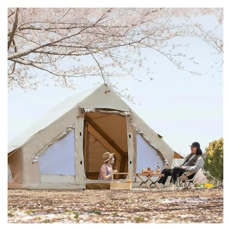 Tunnelzelte Aufblasbares Campingzelt mit Pumpe, großes wasserdichtes, winddichtes Outdoor-Glamping-Zelt für 4–6 Personen, Oxford 4-Jahreszeiten-Kabine Eisfischerzelt