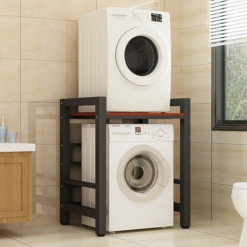 Soporte Lavadora Secadora Exterior,Unidad De Almacenamiento De Máquina Sobre Lavadora,Armario Lavadora Y Secadora Vertical,Mueble Lavadora,Ajustable En Altura De 3 Niveles,Para Lavandería, Baño(Black/