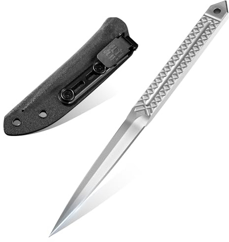 SMITH CHU Outdoor Messer Feststehend - mit Kydex Scheide, Survival Messer, EDC Messer Feststehende Klinge, Geschenke für Männer(Weiß)
