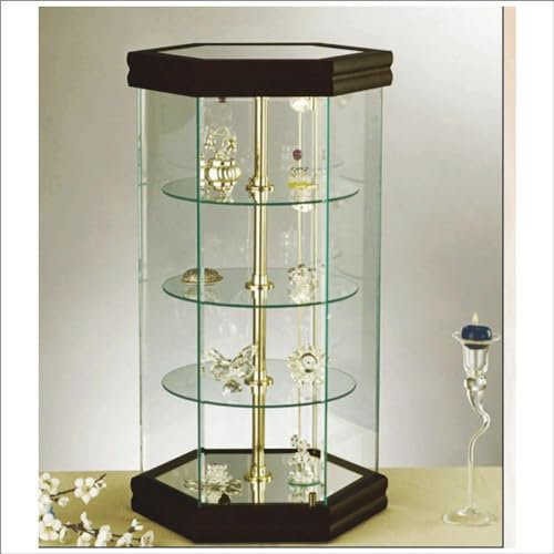 Drehbare Glasvitrine mit dunklem Holz-Finish VM112GTL