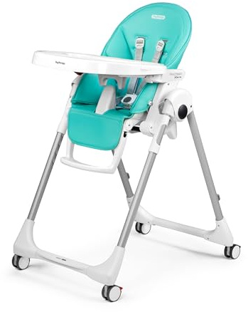 PEG Prima Pappa Follow Me Seggiolone Pappa Neonati Reclinabile, Funzione Sdraietta, 4 ruote, Pieghevole e Ultracompatto, per Bambini da 0 a 3 Anni (0-15 kg), Tahiti