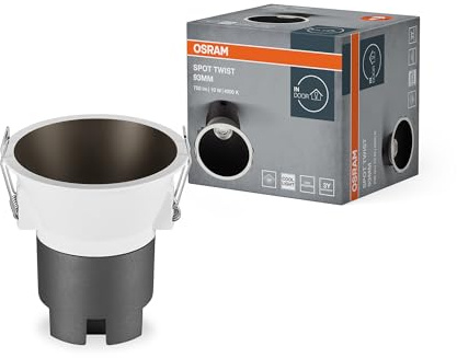 OSRAM Downlight empotrable SPOT TWIST, negro, 10W, 800lm, 840 WT, 93mm de diámetro, temperatura de color blanco frío, hasta un 90% de ahorro de energía en comparación con los downlights halógenos,