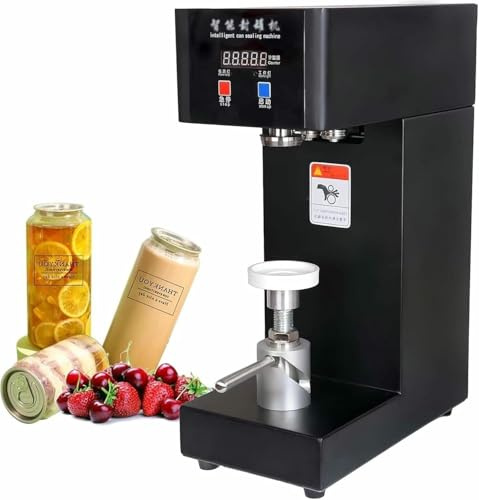 Commercial Semi-Automatic Can Sealing Machine,180W Electric Cup Sealer Machine with Counter & LCD Display,5.5cm Dia & 14-20cm Height Tin Can Seaming Closing Capping Machine,Fruit Juice(Black)