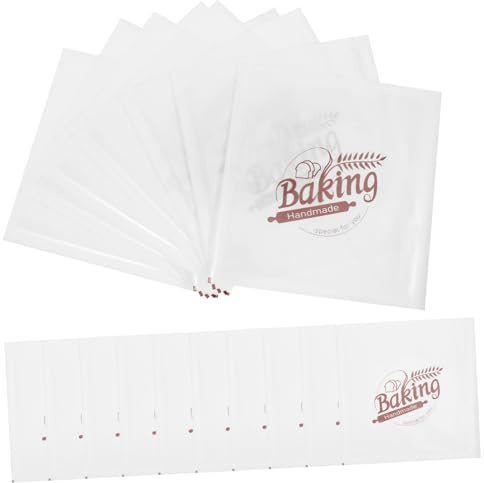 Papiertüten Ölbeständige Lebensmittel Weiße für 100 Stück | Bäckerei Lebensmitteltüten mit Fensterdesign, für Brot und Butterkekse, Halloween Feier, Multifunktional