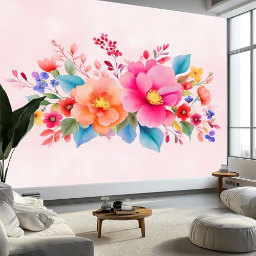 Generico Murales da Parete Premium 3D Semplice Ed Elegante Arte da Parete Straordinaria, Fiori Acquerellati Carta da Parati Fotografica di Alta Qualità per Soggiorno e Camere da Letto 200 x 140 cm