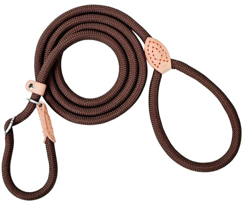 Retrieverleine mit Zugstopp, 180 cm Hundeleine mit Halsband | Witterungsbeständig Leine Hund Einstellbar Trainingsleine für Kleine bis Große Hunde, Kaffee
