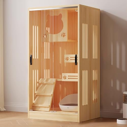 WLCNYL Katzenkäfig aus Glas, Catio-Katzengehege für den Innenbereich, Katzenlaufstall mit Deckel, Katzenkiste, Katzenhaus für Frettchen, Chinchilla, Kaninchen, Kleintiere (natürlich)