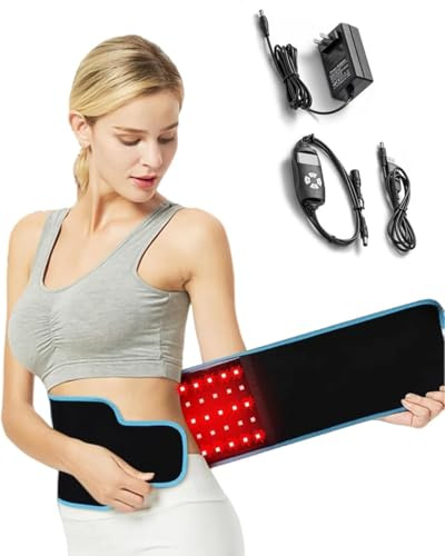 PRIMEGA Elanaya Redefine Ceinture de thérapie à lumière rouge infrarouge 660 nm et 850 nm, coussin chauffant pour soulagement des douleurs du corps: taille, dos, épaules, ventre et jambes
