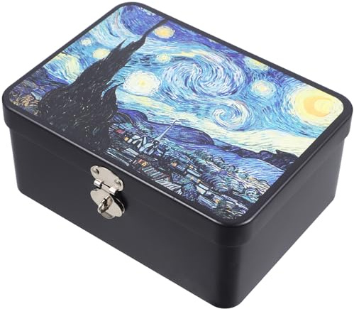 Artibetter Scatola Di Archiviazione Vintage in Latta Con Serratura E Chiavi Contenitore Portatile Elegante Per Gioielli Documenti E Organizzatore Desktop Compatto 6.89X5.12X2.95 Pollici