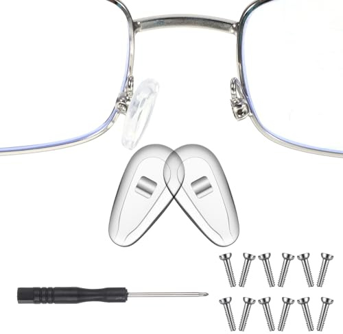 Lot de 6 paires de plaquettes nasales à insérer - Antidérapantes - En silicone - Verres transparents - Accessoire pour lunettes de soleil