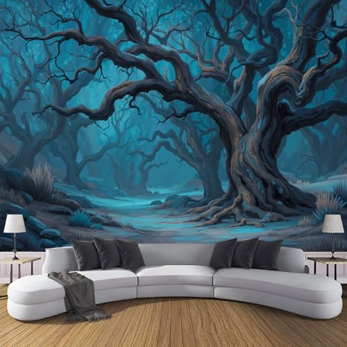 ZISTRCBAO Papier Peint Forêt Sombre Et Desséchée, Paysage Gothique Papier Peint Panoramique Pour Salon Chambre Décoration Murale Poster 350x256cm