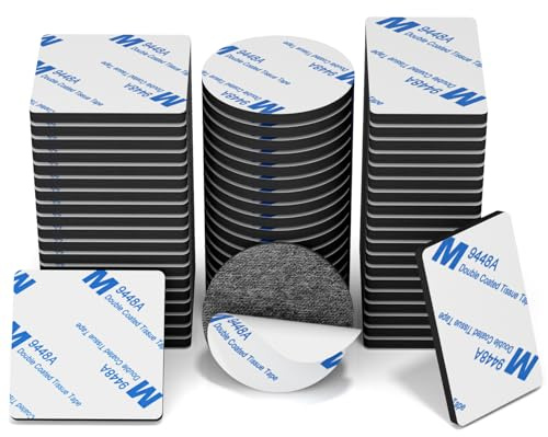 HOMMAND Double Sided Sticky Pads, 60 Pcs Number Plate Sticky Pads, Sticky Foam Pads Heavy Duty, Extra Strong Adhesive Waterproof Mounting for Home Office Car School, Rectangle/Squares/Round, Black