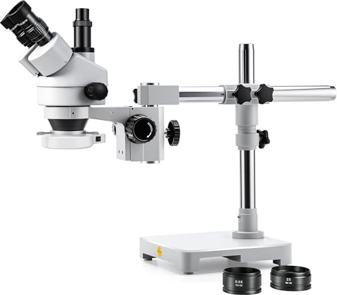 SWIFT Microscope stéréoscopique Zoom trinoculaire 3,5-90x, Anneau 144 LED, statif Boom, Adaptateur 23,2 mm, Inspection & réparation - S7-TS520-EA10-144