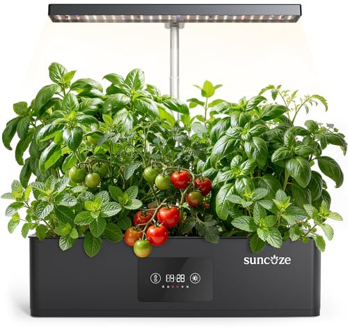 SUNCOZE Potager Hydroponique avec 12 Paniers Smart, Noir
