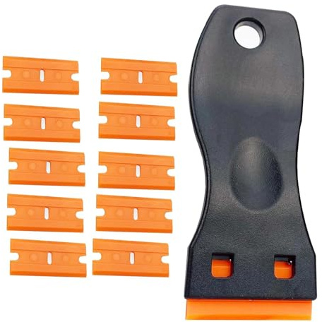 Window Scraper, 10 Piece Plastic ScraperReplacement, for Remove Labels Stickers Decals,Plastic Razor Blade Scraper，Plastic Scraper，Plastic Razor Blades