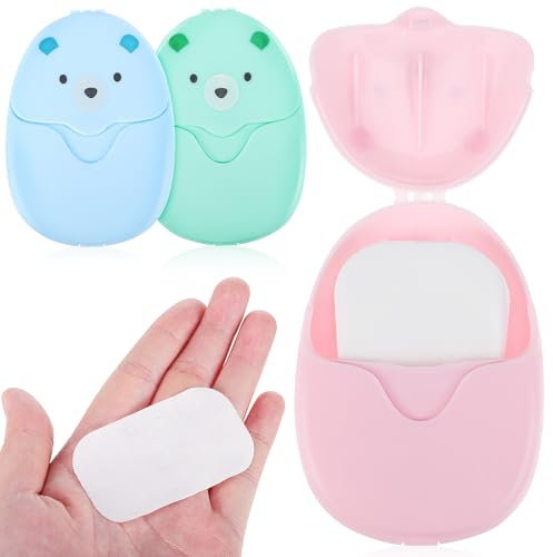 FENICAL 3 Piezas Hojas de Jabón para Cuerpo y Manos Resistentes y Multifuncionales, Láminas de Jabón Portátiles Ideales para Senderismo y Camping