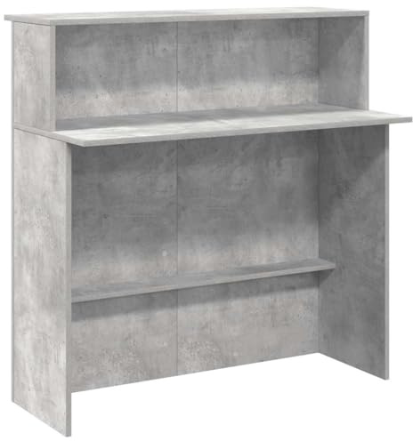 Mhdvray Bancone per ricevimento, grigio cemento, 100 x 50 x 103,5 cm, in legno, moderno bancone con ripiano e protezione dagli sguardi indiscreti, per ufficio, pratica e parrucchiere, portata fino a
