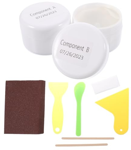 HOMOBABE Kit di Riparazione per Piastrelle e Lavandino Smaltato Bianco Particelle di Cristallo e Resina UV per Riparazioni Resistenti in Bagno