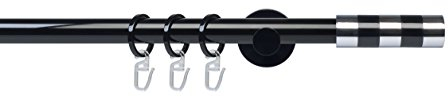 JalousieCrew Gardinenstange 20 mm Stilgarnitur Vorhangstange Farbe schwarz - 1 - läufig - Länge 120-240 cm (160 cm)