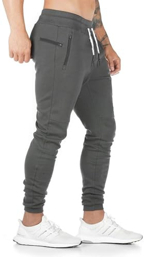 Yageshark - Pantaloni da jogging da uomo, in cotone, per fitness, slim fit, per il tempo libero, grigio., S sottile