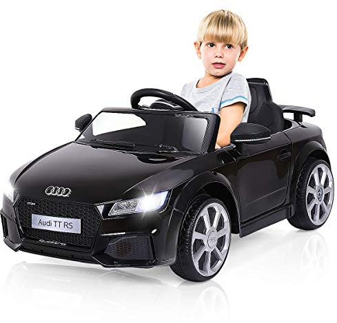 COSTWAY 12 V Audi Barnbil med 2,4 G Fjärrkontroll, 3 Växlar, Elbil 2,5–5 km/h med MP3 Signalhorn Musik och LED-Lampor, Barnfordon för 3–8 År Svart