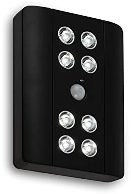 BRILONER - LED Nachtlicht mit Bewegungsmelder, Dämmerungssensor, batteriebetrieben (exkl.), Unterbauleuchte Küche, LED Lichtleiste Küche, Schrankbeleuchtung, Küchenlampe, 11,6x8,2x2,3 cm, Schwarz