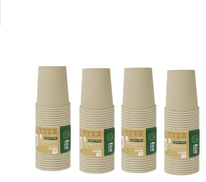 DIJUSA | PACK 200 Vasos desechables de carton para llevar cafe | Capacidad de 250 ml | Vaso de Carton Kraft Desechables Para Café, TÉ e Infusiones |