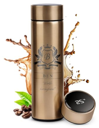 Maverton Travel Mug with Engraving for Man, Removable Tea Infuser, Crown