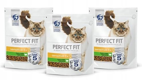 Sensitive 1+ – Trockenfutter für Erwachsene, Sensible Katzen ab 1 Jahr – Reich an Truthahn – Ohne Weizen und Soja – Unterstützt die Verdauung – 3 x 750 g